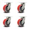 Service Caster 8 Inch Heavy Duty Red Poly on Cast Iron Swivel Caster Set with 2 Swivel Locks SCC-KP92S830-PUR-RS-BSL-2-S-2 - alternate 1